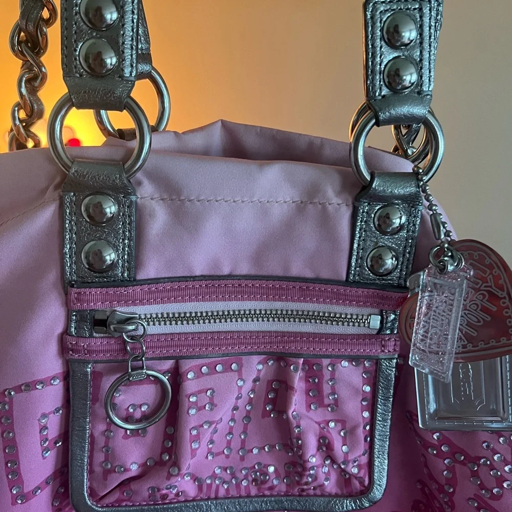 Pink Poppy Ombre Shoulder Bag with Silver Hardware - Picture 3 of 11